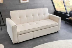 Ausziehbares Schlafsofa SMART 180cm beige Cord 2-Sitzer Couch mit Nosagfederung