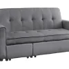 Ausziehbares Schlafsofa SMART 180cm grau Cord 2-Sitzer Couch mit Nosagfederung