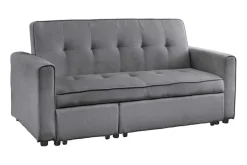 Ausziehbares Schlafsofa SMART 180cm grau Cord 2-Sitzer Couch mit Nosagfederung