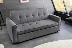 Ausziehbares Schlafsofa SMART 180cm grau Cord 2-Sitzer Couch mit Nosagfederung