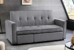 Ausziehbares Schlafsofa SMART 180cm grau Cord 2-Sitzer Couch mit Nosagfederung