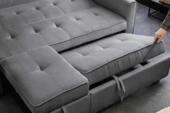 Ausziehbares Schlafsofa SMART 180cm grau Cord 2-Sitzer Couch mit Nosagfederung
