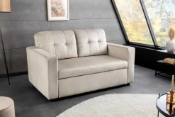 Ausziehbares Schlafsofa SMART 140cm champagner beige Vogue Velours Samt Nosagfederung