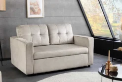 Ausziehbares Schlafsofa SMART 140cm champagner beige Vogue Velours Samt Nosagfederung