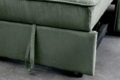 Ausziehbares Schlafsofa SMART 180cm grün Cord 2-Sitzer Couch mit Nosagfederung