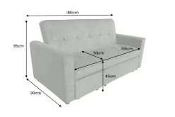 Ausziehbares Schlafsofa SMART 180cm grün Cord 2-Sitzer Couch mit Nosagfederung