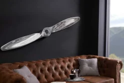 Authentische Wanddekoration SCREW II 110cm silber Flugzeug Propeller