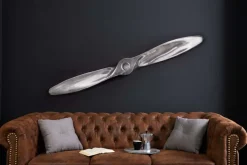 Authentische Wanddekoration SCREW II 110cm silber Flugzeug Propeller