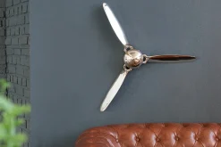 Authentische Wanddekoration SCREW III 90cm silber Flugzeug Propeller