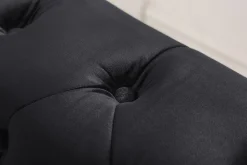Barock Sofa CHESTERFIELD 205cm schwarz Samt Federkern Knopfheftung 3-Sitzer Couch