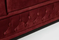 Barock Sofa CHESTERFIELD 205cm rot Samt Federkern Knopfheftung 3-Sitzer Couch