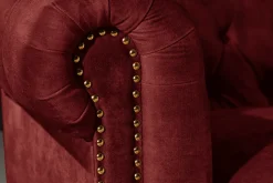 Barock Sofa CHESTERFIELD 205cm rot Samt Federkern Knopfheftung 3-Sitzer Couch