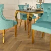 Barock Stuhl CASTLE DELUXE blau Samt gold Edelstahl mit Löwenkopf Chesterfield