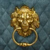 Barock Stuhl CASTLE DELUXE petrol Samt gold Edelstahl mit Löwenkopf Ziernieten