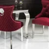 Barock Stuhl CASTLE DELUXE rot Samt Löwenkopf Chesterfield Design Esszimmerstuhl Nieten