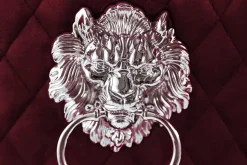 Barock Stuhl CASTLE DELUXE rot Samt Löwenkopf Chesterfield Design Esszimmerstuhl Nieten