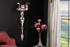 Barocke Wandkonsole SCALA 80cm silber Aluminium Wandregal