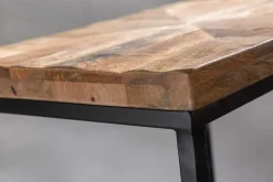 Beistelltisch 3er Set INDUSTRIAL 65cm Mangoholz handmade Mosaik schwarzes Metallgestell massiv