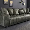 Big Sofa ELEGANCIA 285cm moosgrün Microfaser XXL Couch inkl. Kissen Federkern