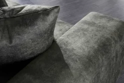 Big Sofa ELEGANCIA 285cm moosgrün Microfaser XXL Couch inkl. Kissen Federkern