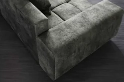 Big Sofa ELEGANCIA 285cm moosgrün Microfaser XXL Couch inkl. Kissen Federkern