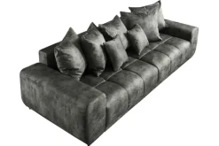 Big Sofa ELEGANCIA 285cm moosgrün Microfaser XXL Couch inkl. Kissen Federkern