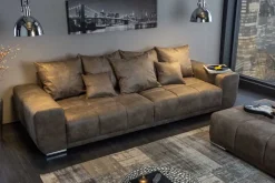 Big Sofa ELEGANCIA 285cm taupe Microfaser XXL Couch inkl. Kissen Federkern
