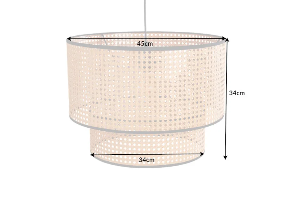 Boho Hängelampe VIENNA 45cm natur schwarz Wiener Geflecht Leuchte