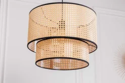 Boho Hängelampe VIENNA 45cm natur schwarz Wiener Geflecht Leuchte