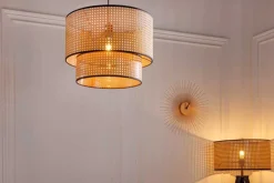 Boho Hängelampe VIENNA 45cm natur schwarz Wiener Geflecht Leuchte