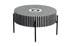 Bone Inlay Couchtisch HARMONY NATURE 65cm schwarz weiß Intarsien Kunsthandwerk