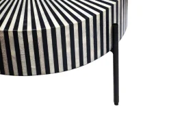 Bone Inlay Couchtisch HARMONY NATURE 65cm schwarz weiß Intarsien Kunsthandwerk