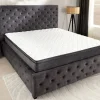 Boxbett PARIS 180x200cm grau Samt mit Stauraum inkl. Matratze und Topper