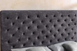Boxbett PARIS 180x200cm grau Samt mit Stauraum und Lattenrost
