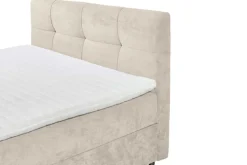 Boxspringbett TOULOUSE 160x200cm beige Microfaser inkl. Matratze Topper Stauraum