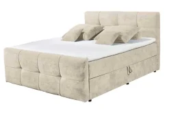 Boxspringbett TOULOUSE 160x200cm beige Microfaser inkl. Matratze Topper Stauraum