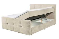 Boxspringbett TOULOUSE 160x200cm beige Microfaser inkl. Matratze Topper Stauraum