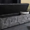 Chesterfield Bettbank EXTRAVAGANCIA 140cm grau Samt mit Stauraum