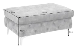 Chesterfield Hocker MODERN BAROCK 90cm dunkelgrau Samt Sitzhocker Fußhocker