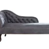 Chesterfield Récamière 170cm antik grau mit Knopfheftung und Nietenbesatz