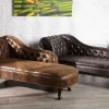 Chesterfield Récamière 170cm antik braun mit Knopfheftung und Nietenbesatz