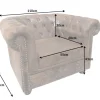 Chesterfield Sessel 110cm antik braun mit Knopfheftung und Federkern