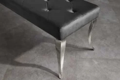 Chesterfield Sitzbank MODERN BAROCK DELUXE 170cm schwarz Samt silber Edelstahl