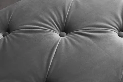 Chesterfield Sitzbank MODERN BAROCK DELUXE 170cm grau Samt silber Edelstahl
