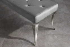 Chesterfield Sitzbank MODERN BAROCK DELUXE 170cm grau Samt silber Edelstahl
