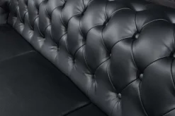 Chesterfield 3-Sitzer Sofa 205cm schwarz Nietenbesatz Federkern