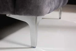 Chesterfield 3-Sitzer Sofa MODERN BAROCK 235cm dunkelgrau Samt Federkern Metallfüße