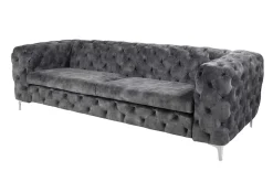 Chesterfield 3-Sitzer Sofa MODERN BAROCK 235cm dunkelgrau Samt Federkern Metallfüße