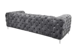 Chesterfield 3-Sitzer Sofa MODERN BAROCK 235cm dunkelgrau Samt Federkern Metallfüße