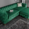Chesterfield 3-Sitzer Sofa MODERN BAROCK 235cm smaragdgrün Samt Federkern gold Metallfüße